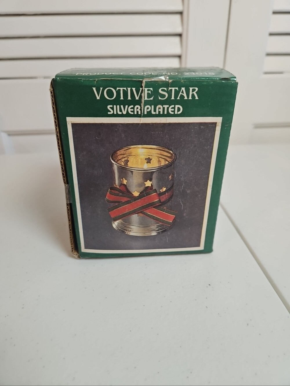 Vintage Solid Brass Silver Plated Star Votive Candle Holder w/ Original Box